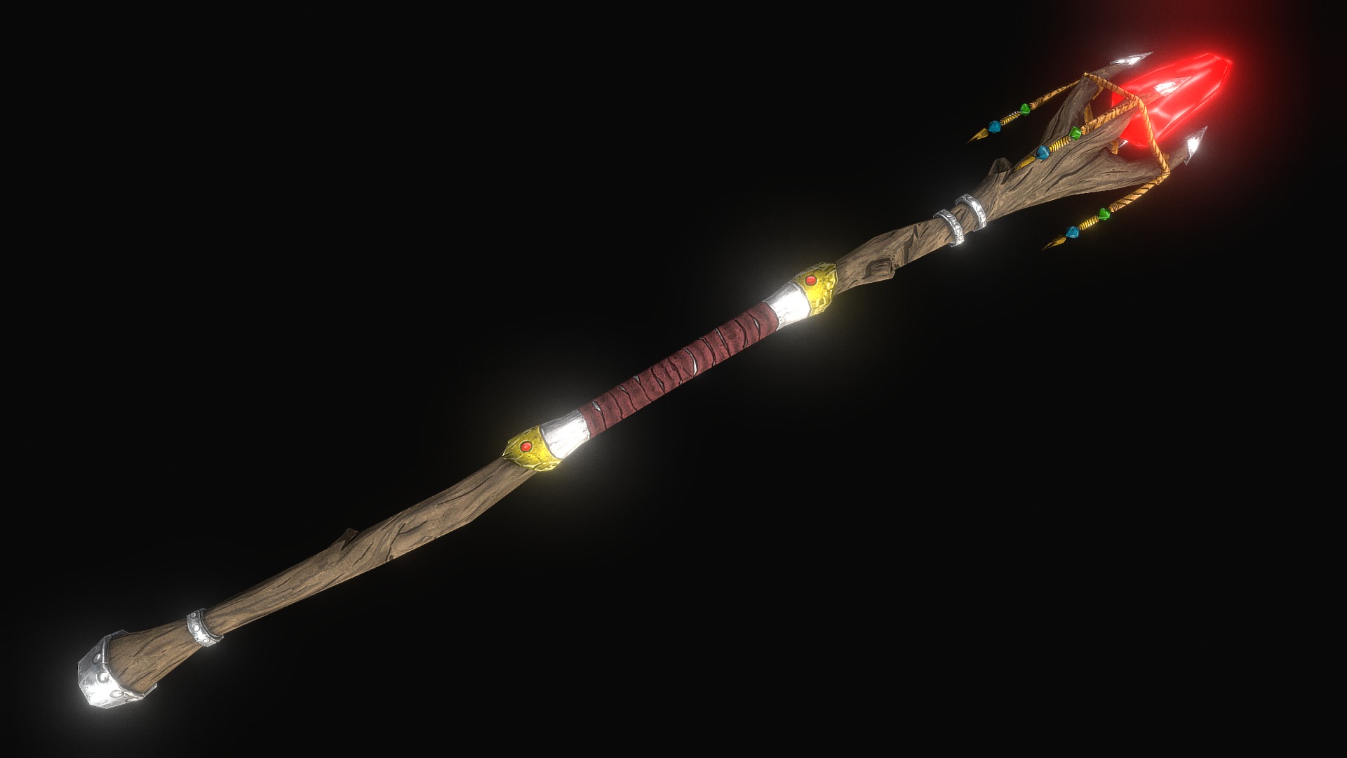 3D model Game Magic Staff 2 - This is a 3D model of the Game Magic Staff 2. The 3D model is about a sword with a red handle.