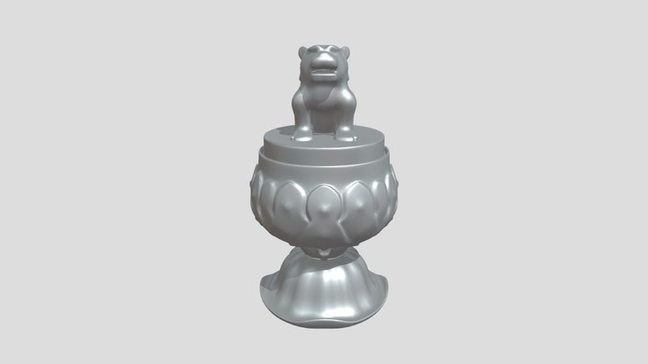 Decorative jade lion on pedestal 3D Model