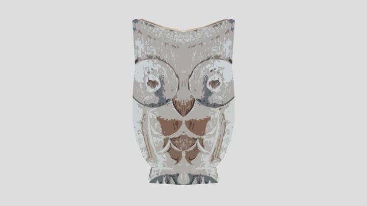 Low Poly Wooden Owl Totem Miniature 3D Model