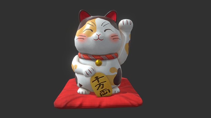 Maneki Neko japonês gato da sorte Modelo 3D $18 - .c4d .x .wrl