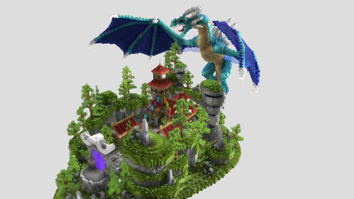 Dragon Village - Minecraft Spawn 3D Model