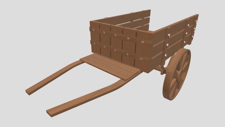 Realistic Wooden Cart 3D Model