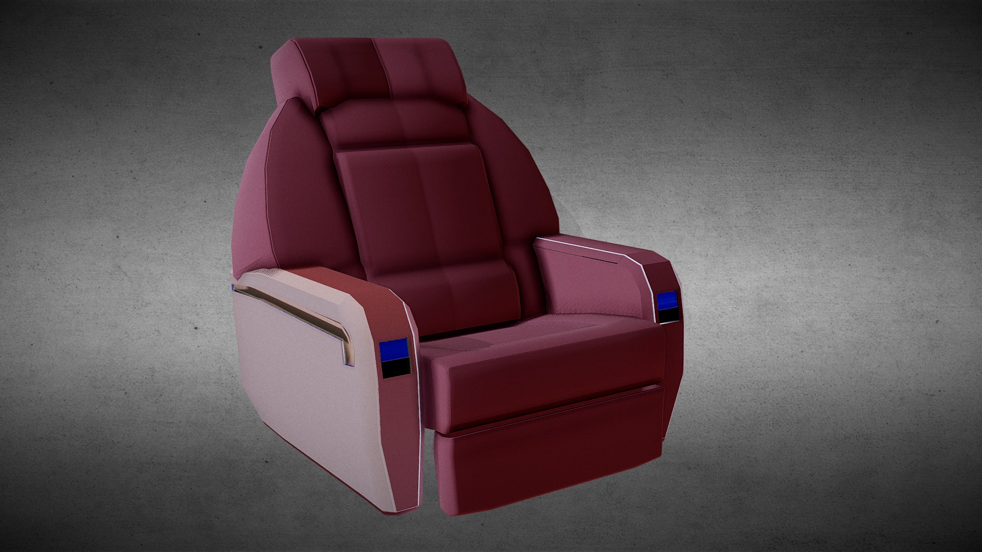 3D model Business class armchair - This is a 3D model of the Business class armchair. The 3D model is about a red couch on a grey surface.
