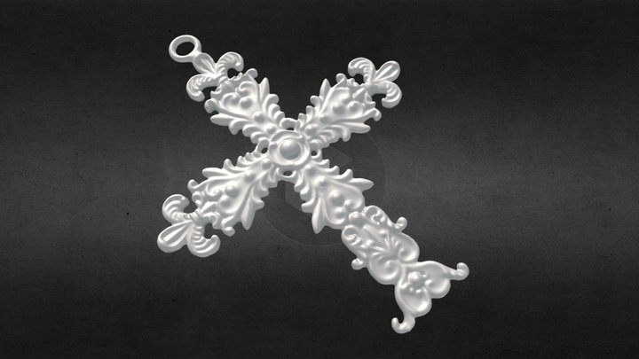 3D Scanned Fleur De Lis Cross (3D Printable) 3D Model