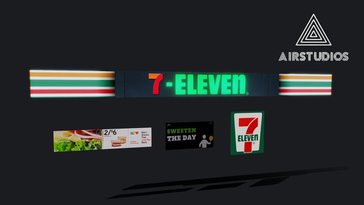 7-eleven Signs 3D Model