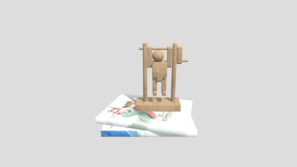 Toy Wooden Puppet With Books