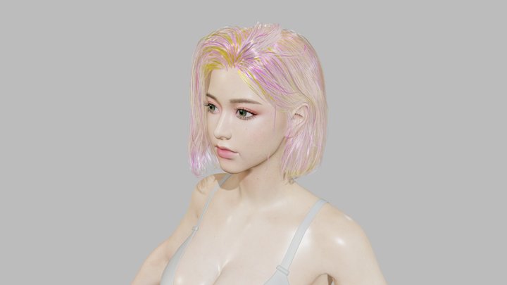 Asian female korean girl swimsuit_pack1 3D Model