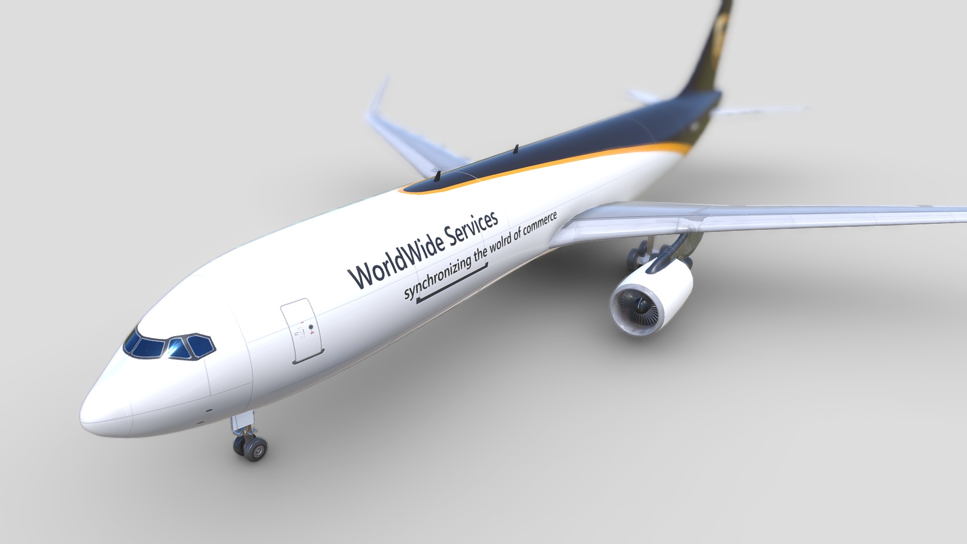 3D model Boeing 767-34AF UPS - This is a 3D model of the Boeing 767-34AF UPS. The 3D model is about a white airplane in the sky.