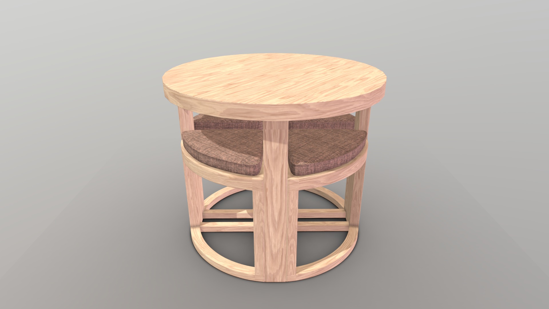 3D model Round Wood Table And Chair Set - This is a 3D model of the Round Wood Table And Chair Set. The 3D model is about a stool on a white background.
