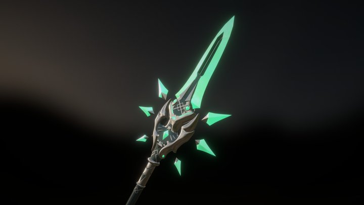 Jade Winged-Spear: Genshin Fanart 3D Model