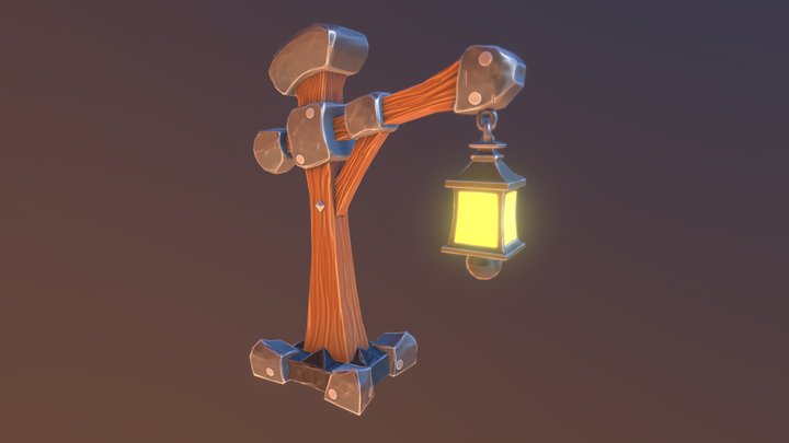 Stylized Lantern Post 3D Model