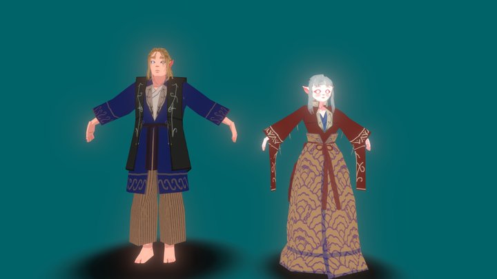Elven Couple -PSX/PS1 style 3D Model