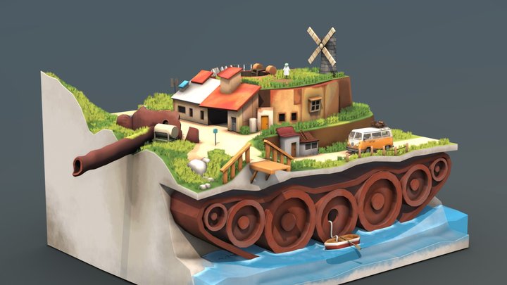 Overgrown Tank 3D Model