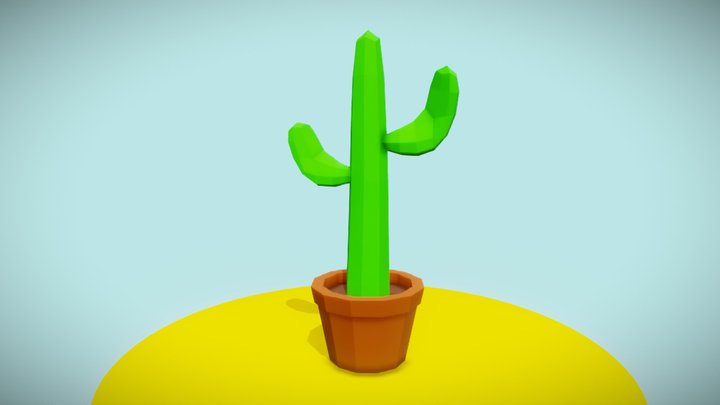 Cactus in a vase - Low Poly 3D Model