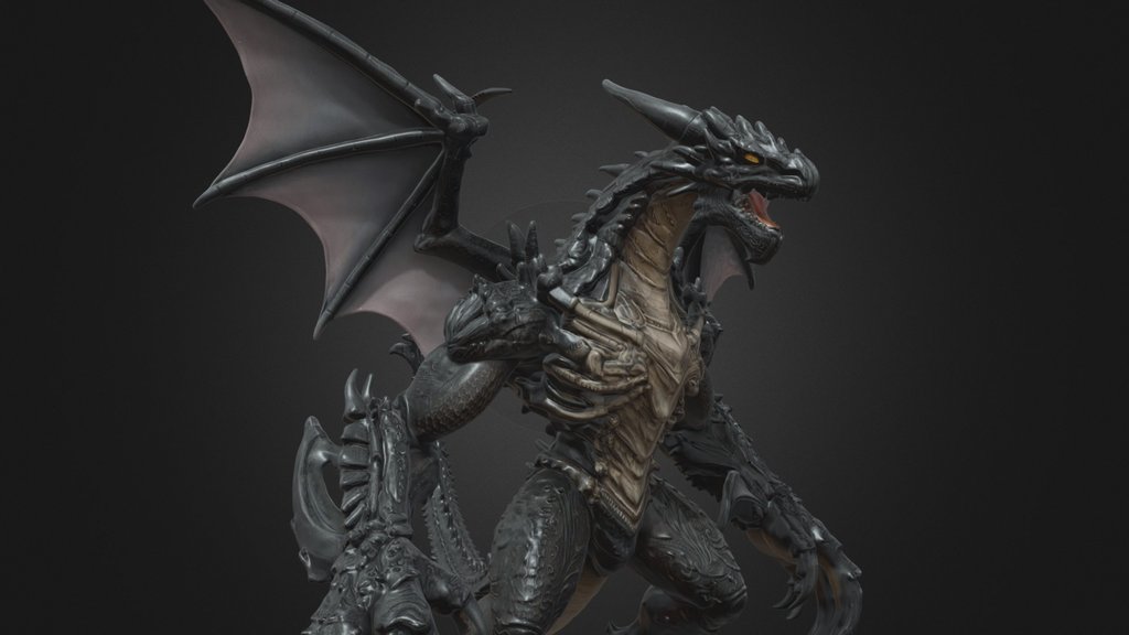Giant Evil Demon Dragon detailed