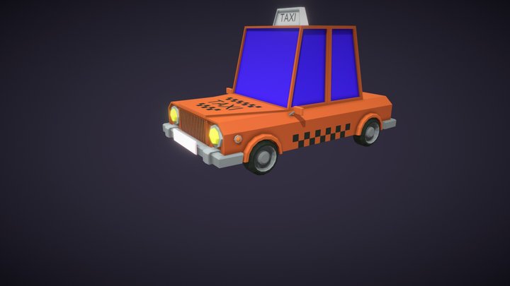 Low Poly Car Taxi 3D Model