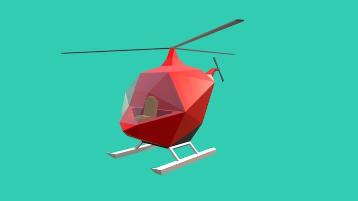 Low Poly Helicopter 3D Model