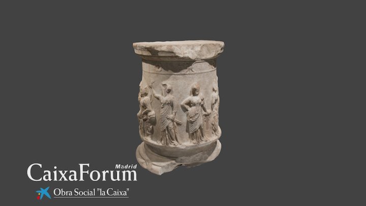 Muses altar. Marble base showing the nine Muses. 3D Model