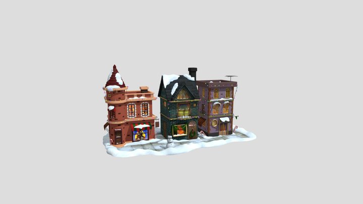 Snowy Village 3D Model