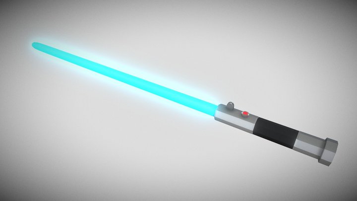 Low-Poly Blue Lightsaber- Star Wars 3D Model