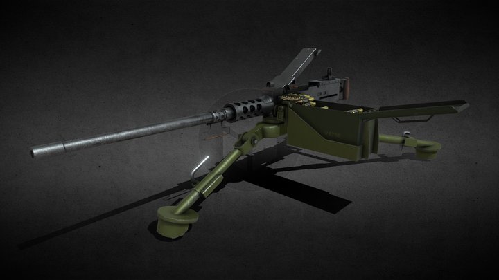 M2 Browning Machine Gun 3D Model