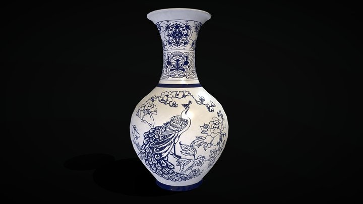 Chinese vase with firebird 3D Model