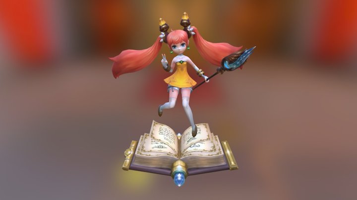 Orange Hair Girl 3D Model
