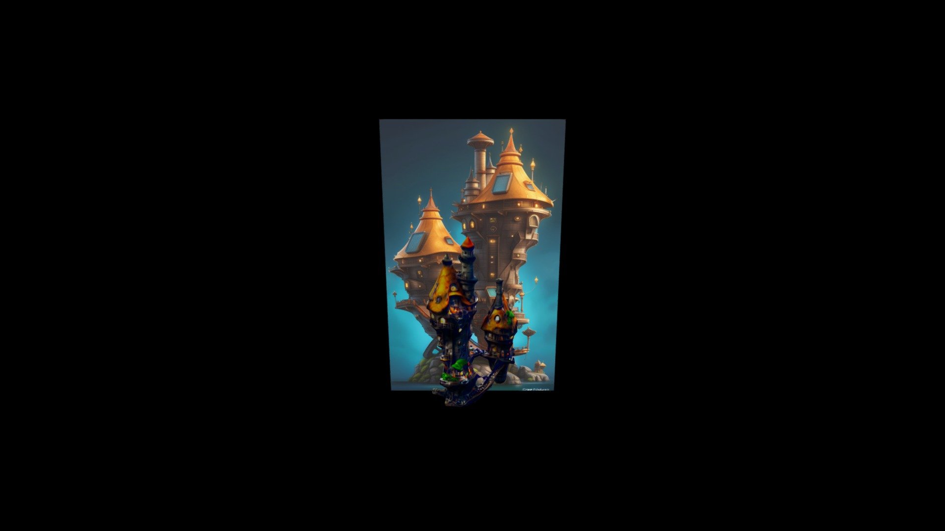 Image showcasing Steampunk Castle on an Island A tall, two-sto - Download Free 3D model ...