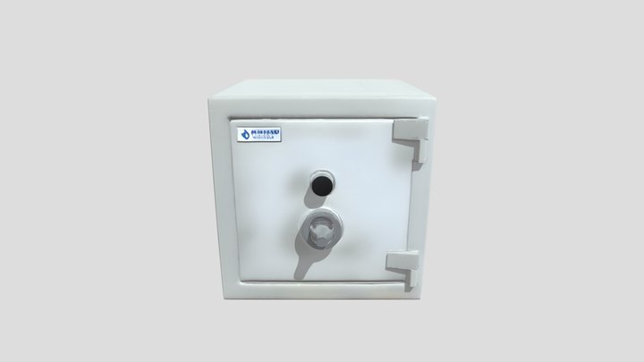 a small metal safe box 3D Model