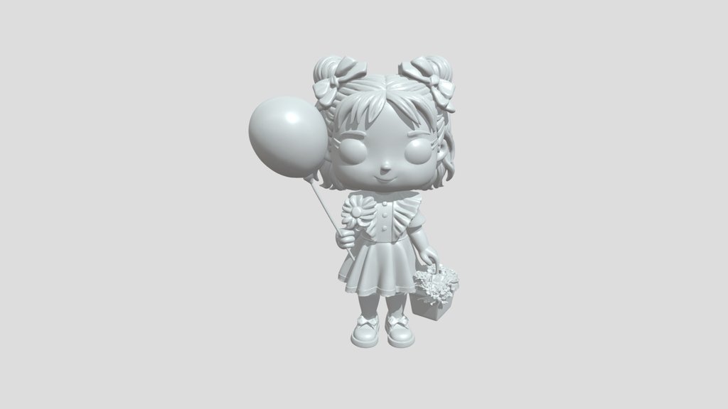 Girl holding balloon and basket