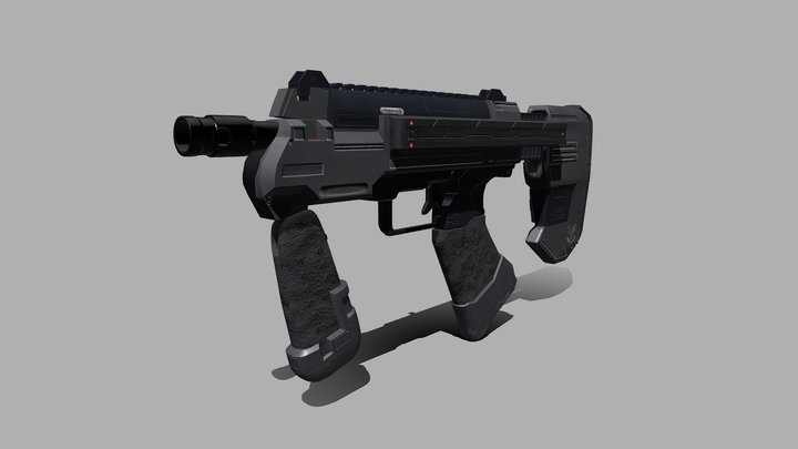 Redesigned Halo SMG - Scratched Texture set 3D Model