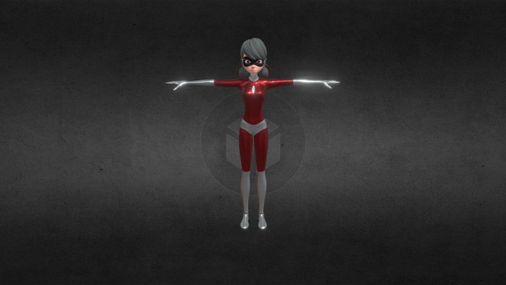 3D model Miraculous LadyBug Swim Suit Animated Rigged VR / AR / low-poly