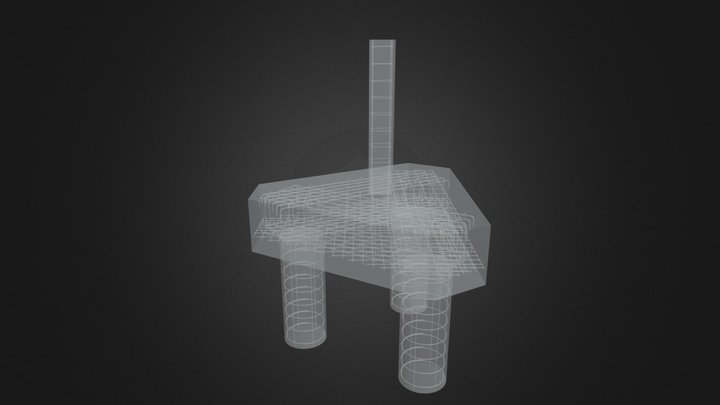 Cimentación 3 pilotes de hormigón armado 3D Model