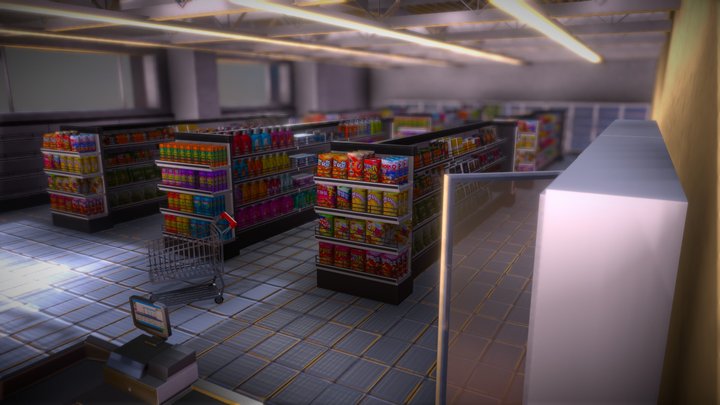 Super market low poly for free 3D Model