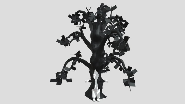 Dwarf And Tree 3D Model