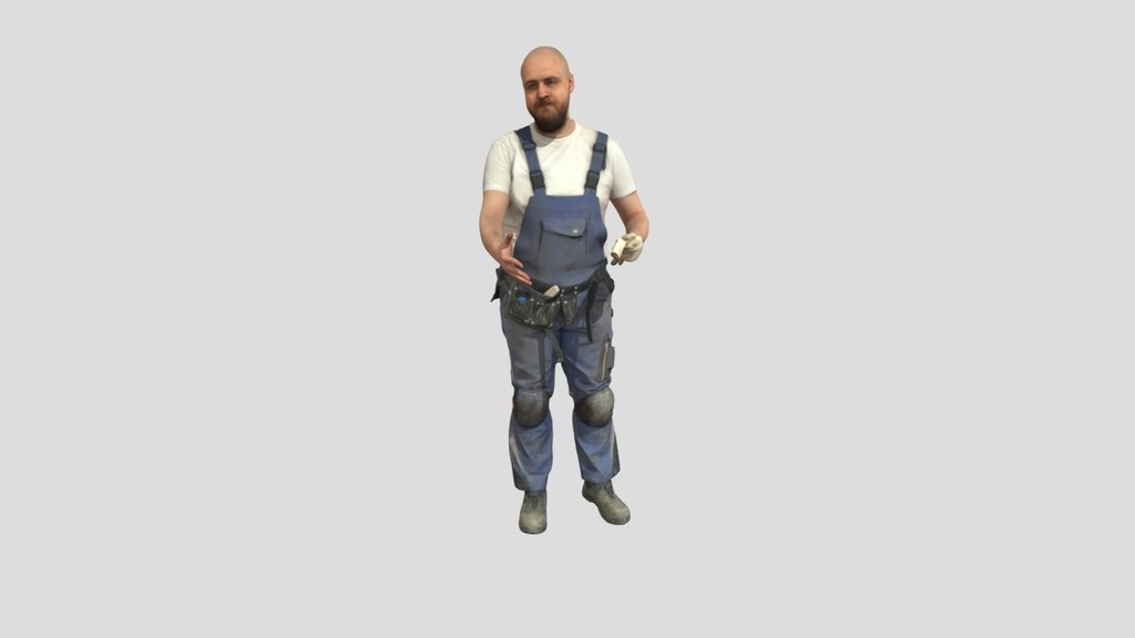 Bald Construction Worker Hand Shaking