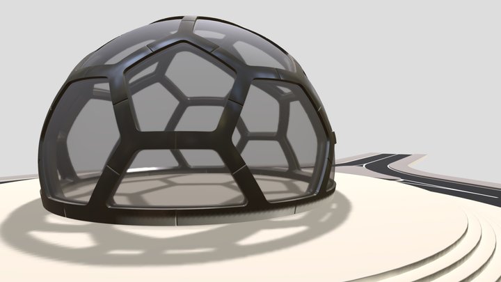 Small Hexagon glass dome 3D Model