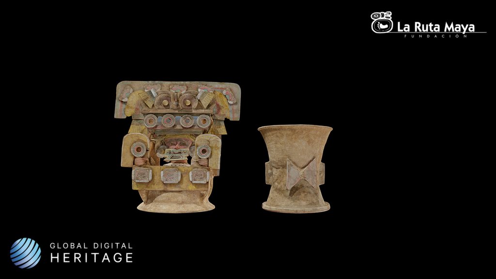 Incense Burner/Warrior with Butterfly Headdress