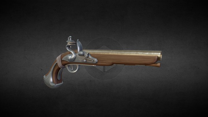 Stylized Flintlock Pistol 3D Model