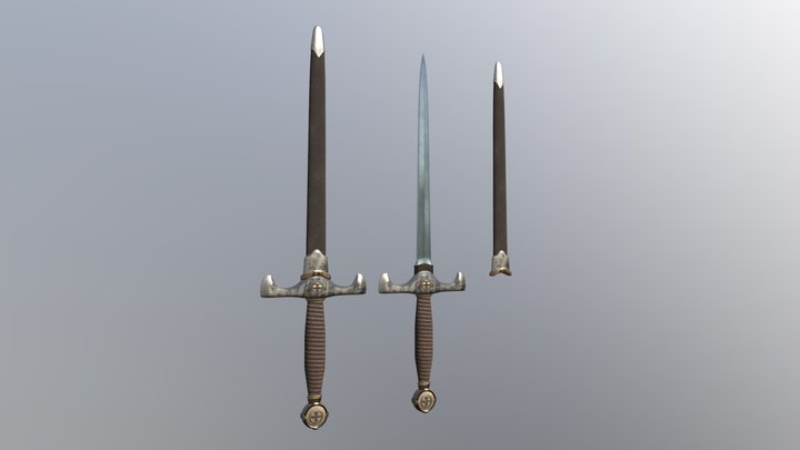 Medieval Knight’s Dagger Short Sword 3D Model