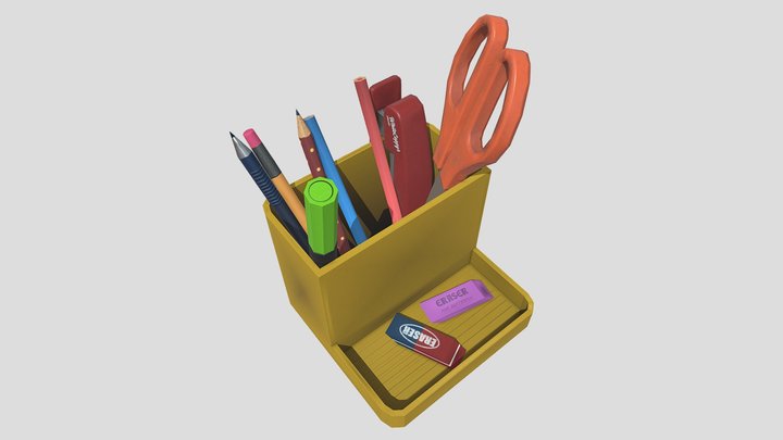 Desk organizer (lowpoly) 3D Model