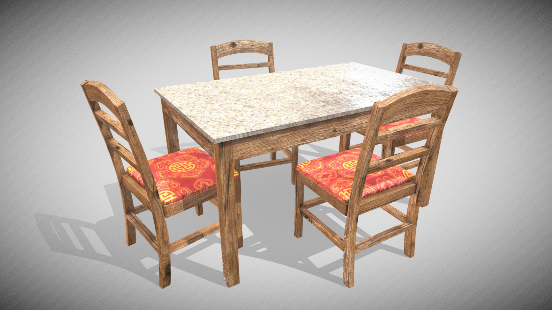 3D model Classic Table And Chairs - This is a 3D model of the Classic Table And Chairs. The 3D model is about a table with chairs around it.