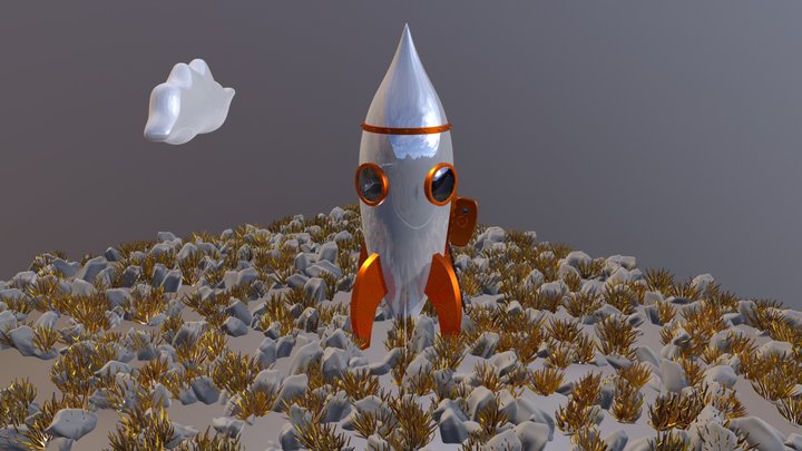 Rocket on forbidden place at unknown planet 3D Model