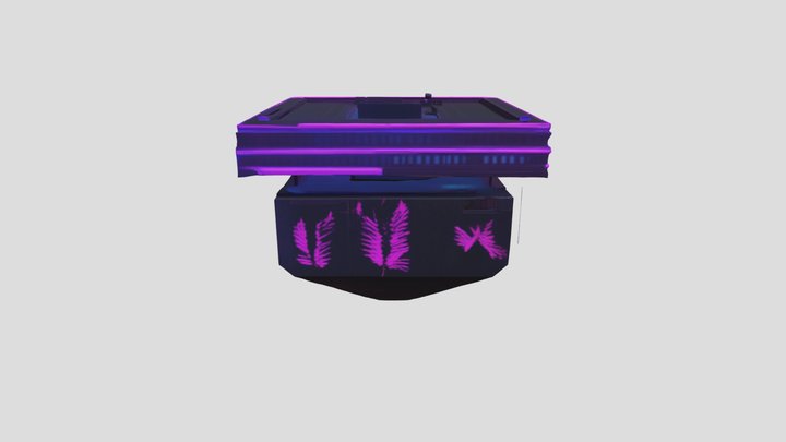 lopoly retofuturism floating building 3D Model