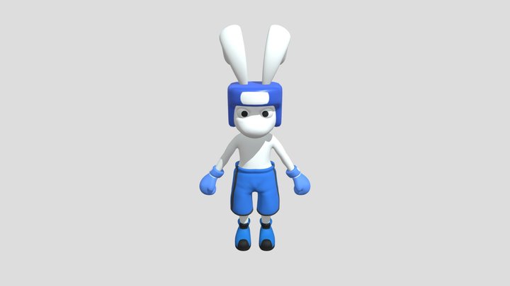 Boxing White Bunny 3D Model