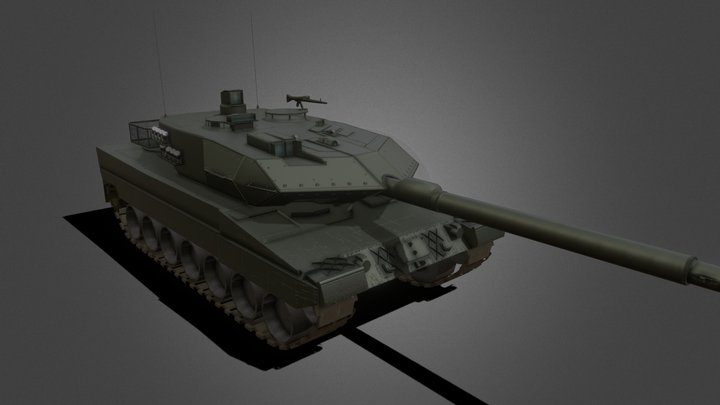 Low Polygon Leopard2A5/6 Main Body&Turret 3D Model