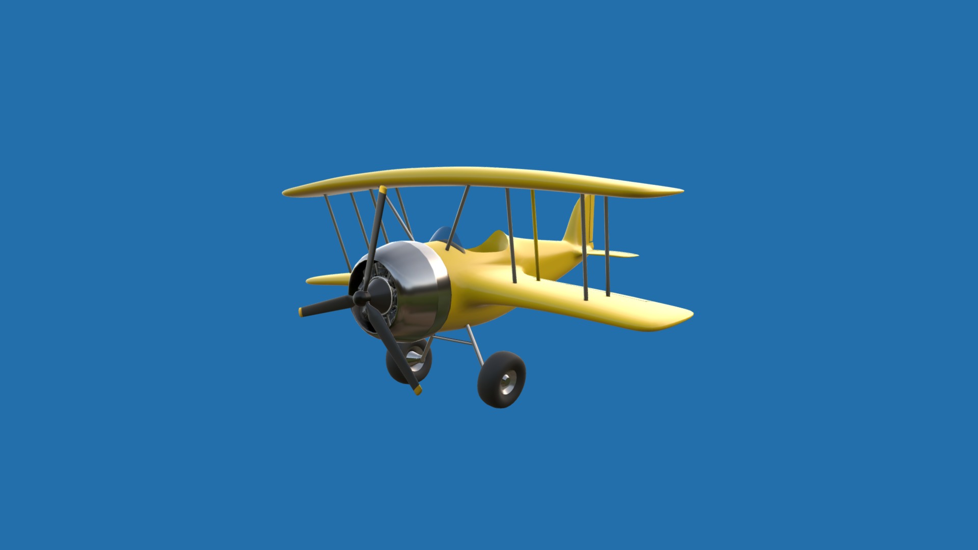3D model Toy Airplane - This is a 3D model of the Toy Airplane. The 3D model is about a yellow helicopter in the sky.