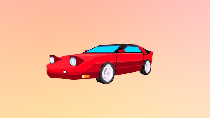Low Poly Pixel Art Car 3D Model