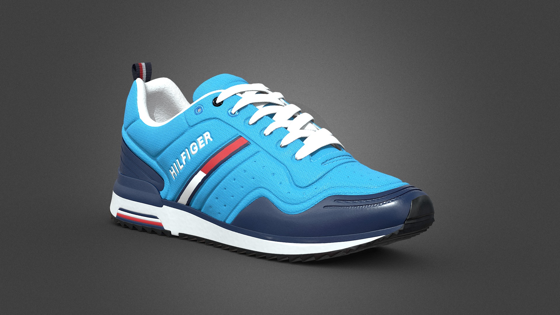 3D model Hilfiger - This is a 3D model of the Hilfiger. The 3D model is about a blue and white shoe.