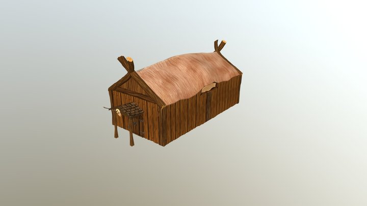 Lowpoly Stylized Viking Longhouse 3D Model